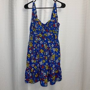 Blue Floral Dress w/ built in padded bra